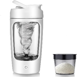 longziming -Elektrische Shaker Fles 650ML met Poedervak – USB Oplaadbare Proteïne Mixer voor Shakes, Smoothies en Melkdranken – BPA-vrij Eiwitshaker met Krachtige Motor – Wit