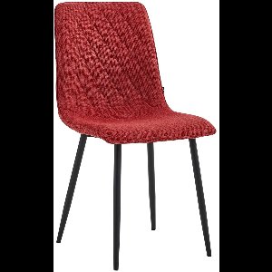 Colenis® - Elise Eetkamerstoel - Set Van 2 - Bordeaux - Linnen Stof- Industrieel