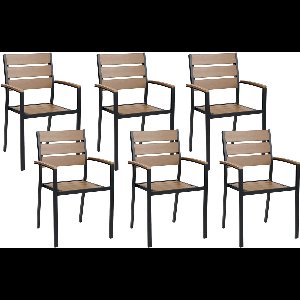 BELIANI VERNIO - Tuinstoel set van 6 - Lichthout/Zwart - Kunsthout