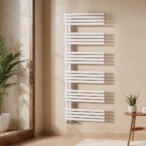 EMKE Handdoekradiator - Ronde Buizen - Glanzend Wit - 154x60 cm - 933 W - Badkamer Verwarming - CV Radiator