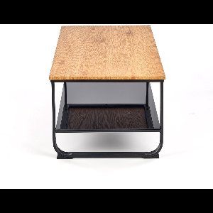 NoaHome Zahara Salontafel – Rechthoek Houten Fineer – Gouden Eik – Zwart Stalen Frame – 105 × 55 × 45 cm