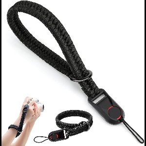 Brenzoos - Verstelbare camera-polsband met snelsluiting - zwart - 39,5 cm lang