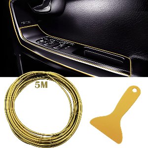 5M Decorative Strip Car Interior Trim Car Interior Trim PVC Universal Flexible Interior Trim Car Trim Trim Car Trim (Gold Galvanized)