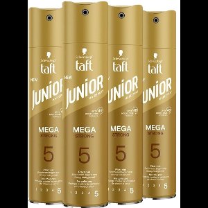 Taft Junior Hairspray Mega Strong - 4 x 250 ml - Voordeelverpakking