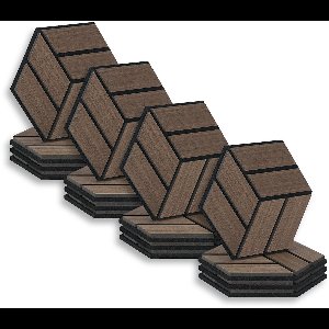 Homestyle4u akoestisch paneel - 16 stuks - Bruin - Zeshoek