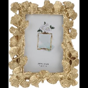 Allecto plus - Fotolijst Ornamenten Bureau Decoratie Goudkleurig Frame Liefde Fotonamen Bruiloft - Ginkgo Biloba Thema - Hars en Glas Materiaal - Retro Stijl