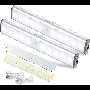 Transnect® - Kastverlichting - met Magnetisch - met Bewegingssensor - Oplaadbaar - 10 ledlampjes - Zilver - 2 stuks