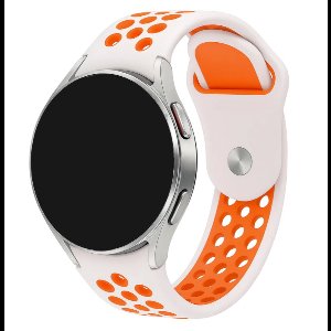 Innerlight® Sport+ - Smartwatchbandje 20mm - Oranje/Wit - Siliconen Smartwatchbandje - Smartwatchbandje geschikt voor Samsung Galaxy Watch 7 / 6 / 5 / Pro / 4 / 3 / Active 2 - Polar Ignite / Unite – Huawei