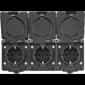 Opbouw Wandcontactdoos 3-voudig | IP55 - Zwart