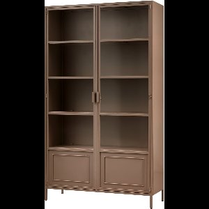 WOOOD Ronja Vitrinekast - Metaal - Military Brown - 189x110x43