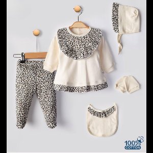 Leopard - Baby newborn 5-delige kleding set meisjes - Newborn kleding set - Newborn set - Babykleding - Babyshower cadeau - Kraamcadeau
