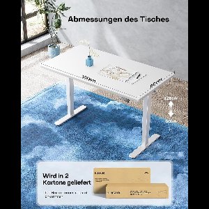 Industrialhome ErgoLift Pro 160 – Elektrisch Zit Sta Bureau – In Hoogte Verstelbaar Bureau 160x80 cm – Volledig Tafelblad – Dubbele Motor – 4 Geheugenstanden – Wit