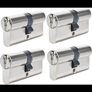 Euro Profielcilinder - 4 x gelijksluitende cylinders 60 mm inclusief 6 sleutels en 4 schroeven. Cilindersloten - 4 Stuks - Gelijksluitend.