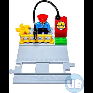 Uniblocks - Treinrails spoorweg perron - tankstation - lichtgrijs - 8 delig