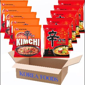 Nongshim Instant Noedels Spicy Shin Ramen 5x + Kimchi 5x Totaal 10 pakjes (Mix Pack)