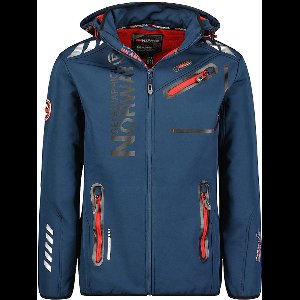 Geographical Norway Royaute Softshell Jas Donkerblauw/Rood - L