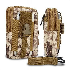 Hoesje geschikt voor Blackview BV9200 in beige camouflage tactische mobiele telefoon molle EDC etui compatibel schoudertache militaire riem case cover