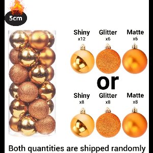 Livano Kerstballen - Kerstversiering - Plastic - Oranje - 5 cm - 24 stuks