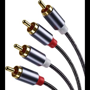 Qost - 2RCA Male naar 2RCA Male - 1,5 meter - Spacegrey - Braided - Audio Kabel - 2 Tulp Plug naar 2 Tulp Plug
