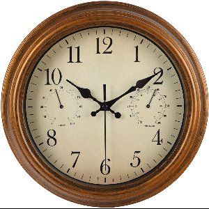 IvoQ Waterdichte Retro Wandklok – 30 cm – Stille Quartz Klok – Weerbestendig – Met Thermometer & Hygrometer