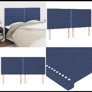 vidaXL Hoofdborden 4 st 90x5x78/88 cm stof blauw - Hoofdbord - Hoofdborden - Hoofdeinde - Houten Hoofdbord