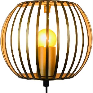 Olucia - Industriële wandlamp goud, Lieve, met schakelaar - Vorm: Rond