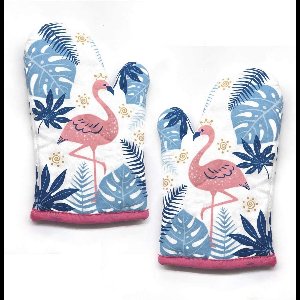 Ovenhandschoenen met Hittebestendigheid en Flamingo Afdrukken voor Koken, Grillen en Bakken