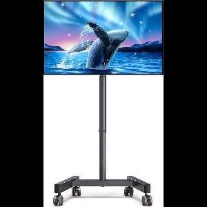 Stunq® Tv-standaard, oprolbaar, tv-rolwagen voor 13-50 inch televisie met 30 graden kanteling, universele tv-standaard voor LED/LCD/OLED-tv, in hoogte verstelbaar, tv-standaard, draagvermogen 14