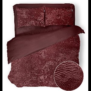 Eleganzzz Dekbedovertrek 3D Embossed Velvet Wave - Bordeaux - Dekbedovertrek 200x200/220cm - Velvet Dekbedovertrek - 100% Velvet - Tweepersoons dekbedovertrekken