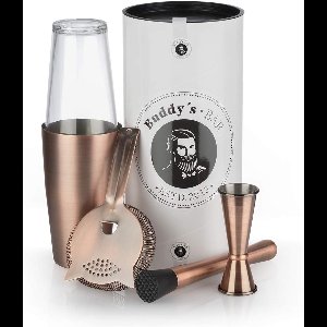 Boston Bar Set 700 ml - Shaker, Barzeef, Stamper & Jigger in Geschenkverpakking - Voedselveilig RVS - Antiek Koper