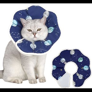 MAGICSHE Beschermkraag Kat - Verstelbare Kattenkap Voor Katten, Puppy's Na Een Operatie - Zachte Elizabethaanse Kattenkraag B-Blauw M
