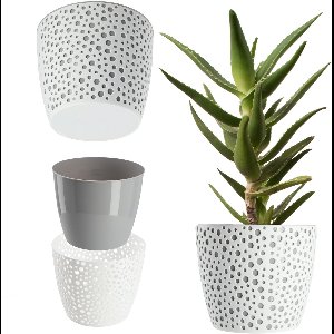 KADAX Bloempot van kunststof, Ø 11-21 cm, 5 kleuren, enkele pot, robuuste bloempot, rond, voor varen (diameter 17 cm, grijs)