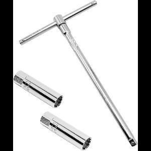 JGS Premium - Bougiemoersleutel Set voor 12-punts Bougie Verwijdering - 3/8" 14 mm & 16 mm - Verstelbare T-moersleutel met Aandrijfkoppel