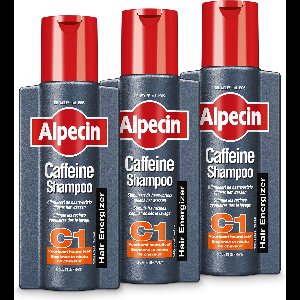 Alpecin Cafeïne Shampoo C1 3x 250ml | Voorkomt en Vermindert Haaruitval | Natuurlijke Haargroei Shampoo voor Mannen