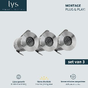 Bodin Grondspots Complete Set van 3 tuinspots - Tuinverlichting -''Buitenverlichting zonder gedoe''- Binnen minuten aangesloten - Milieuvriendelijk Alternatief voor Zonne-energie Tuinverlichting