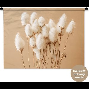 Wandkleed 90x67.5 cm - Wanddoek Bloemen - Planten - Bruin - Pastel - Wandtapijt - Wandkleden