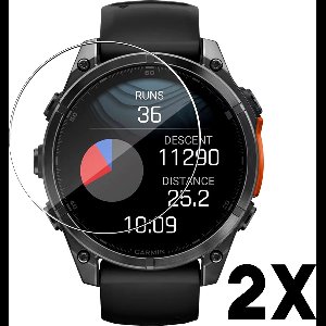Screenprotector geschikt voor Garmin Fenix 8 – 47mm – Gehard glas – Hoge kwaliteit screen protector 47 mm – Tempered Glass 9H – 2 stuks – TechDefend