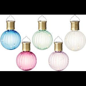 Set van 10x stuks buiten led lichtroze, groene, blauwe, witte en roze lampion solar verlichting 11 cm