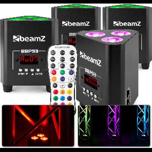 Uplighter LED - BeamZ BBP93 - Set van 4 Uplights met 3x 10W LED's per spot