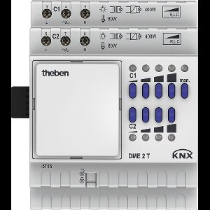 Theben 4930275 DME 2 T KNX 2-weg universele dimactor uitbreidingsmodule voor MIX2-serie basismodule, uitbreiding met 2 kanalen, dimbereik 0-100 %, ideaal voor LED's tot 400 W