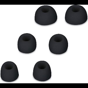 kwmobile 6x cover voor in-ear oortjes geschikt voor Apple Airpods Pro 2 / Pro 1 - Vervangende oordopjes van siliconen in zwart - 3 maten