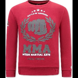 Heren Sweater met Print - MMA Fighter - Bordeaux