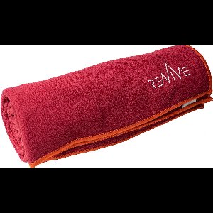 YOGA "GRIP" handdoek met silicone nopjes aan onderzijde, formaat 183 x 61 cm, kleur rood, lichtgewicht, voor extra hygiene, super absorberend, snel droogbaar, wasbaar, perfect voor op reis, soft touch, gerecycled materiaal. Perfecte grip!