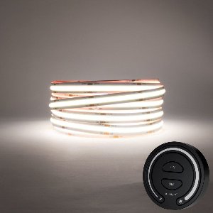 LED Strip Egaal (zonder puntjes) - 5 Meter - Met Afstandsbediening - 4000k - Neutraal Wit - 24V - 480LED/m - Met Draadloze Touch Wandbediening(Zwart)