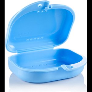 Gebitsbakje geschikt voor prothese/beugels/sportbitjes/aligners – Kunststof beugelbakje voor aligner – Blauw prothese doosje – geschikt voor sport bitjes – Blauw