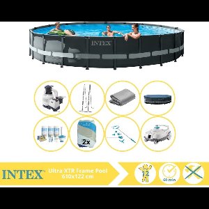 Intex Ultra XTR Frame Zwembad - Opzetzwembad - 610x122 cm - Inclusief Onderhoudspakket, Filterzand, Onderhoudsset en Zwembad Stofzuiger