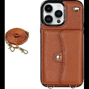 Hoesje geschikt voor iPhone 11 Pro Max - Backcover - Koord - Pasjeshouder - Portemonnee - Kunstleer - Bruin