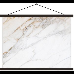 Posterhanger incl. Poster 120x90 cm - Schoolplaat - Marmer - Steen - Wit - Goud - Marmerlook - Steen - Luxe - Textielposter - Zwarte latten