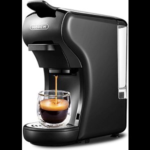HiBREW H1A 4 IN 1 Expresso Koffiezetapparaat Compatibel met Dolce Gusto Gemalen Koffie(Zwart)-Koud en Heet Extractiesysteem-19 Bar Hoge Druk-2 Kopjes Maatopties-Veilig, Geluidsarm en Makkelijk Schoon Te Maken