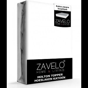 Zavelo Molton Topper Hoeslaken - 160x220 cm - 100% Katoen - 10cm Hoekhoogte - Wasbaar tot 60 graden - Rondom Elastisch - Matrasbeschermer